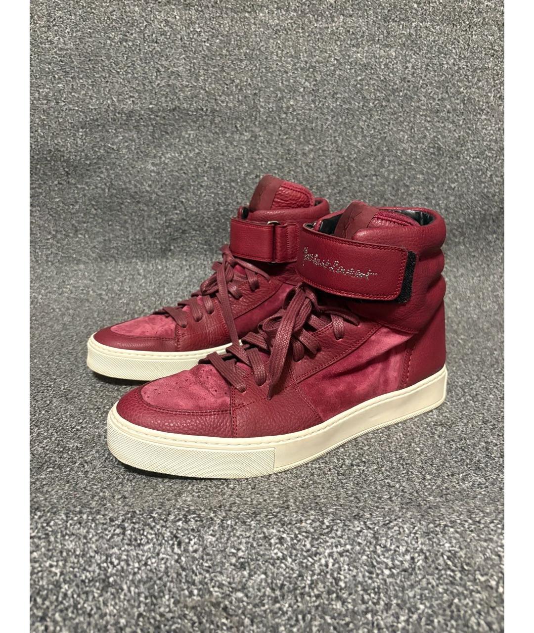 SAINT LAURENT Красные кожаные высокие кроссовки / кеды, фото 2
