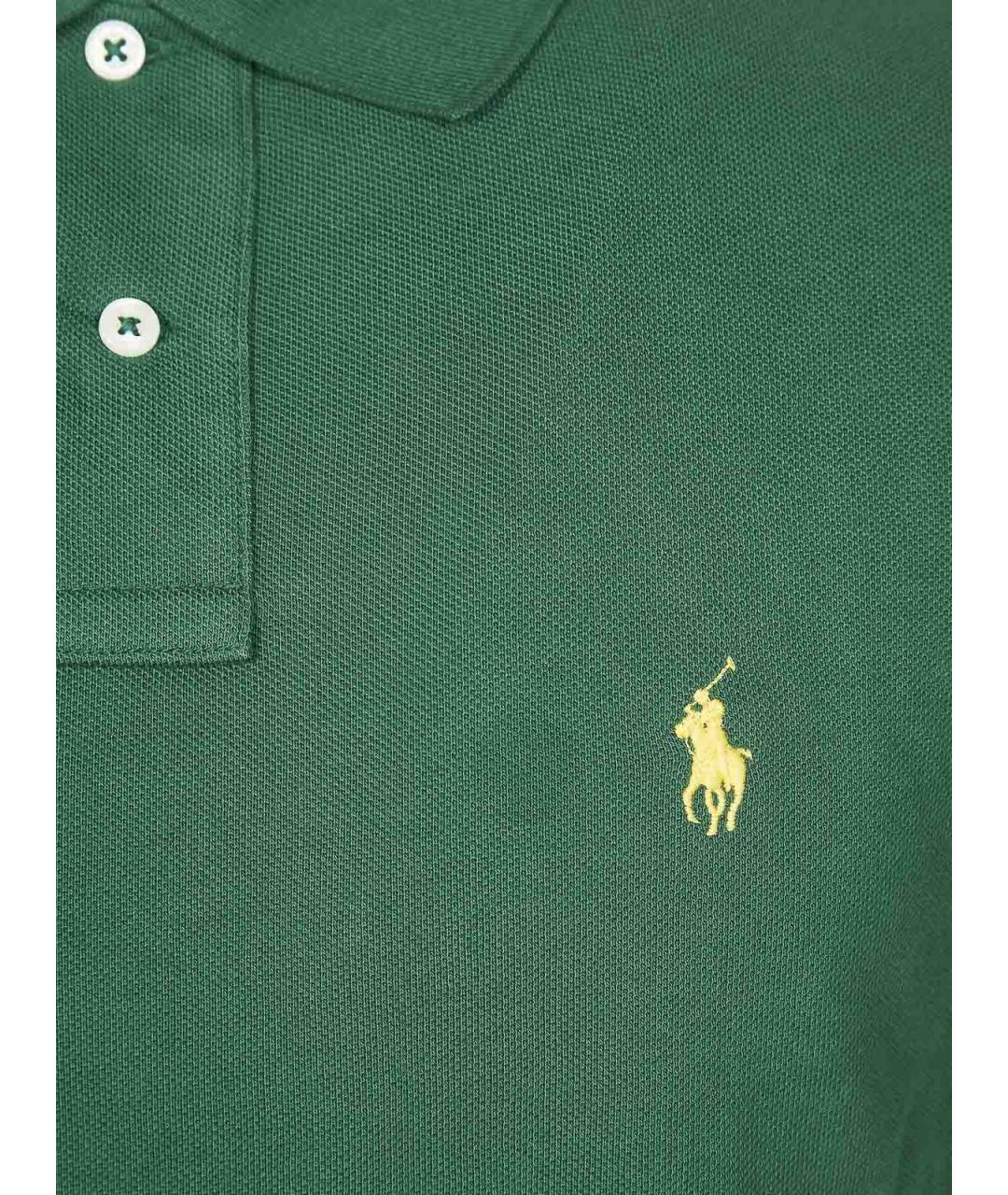 POLO RALPH LAUREN Зеленое хлопковое поло с коротким рукавом, фото 3