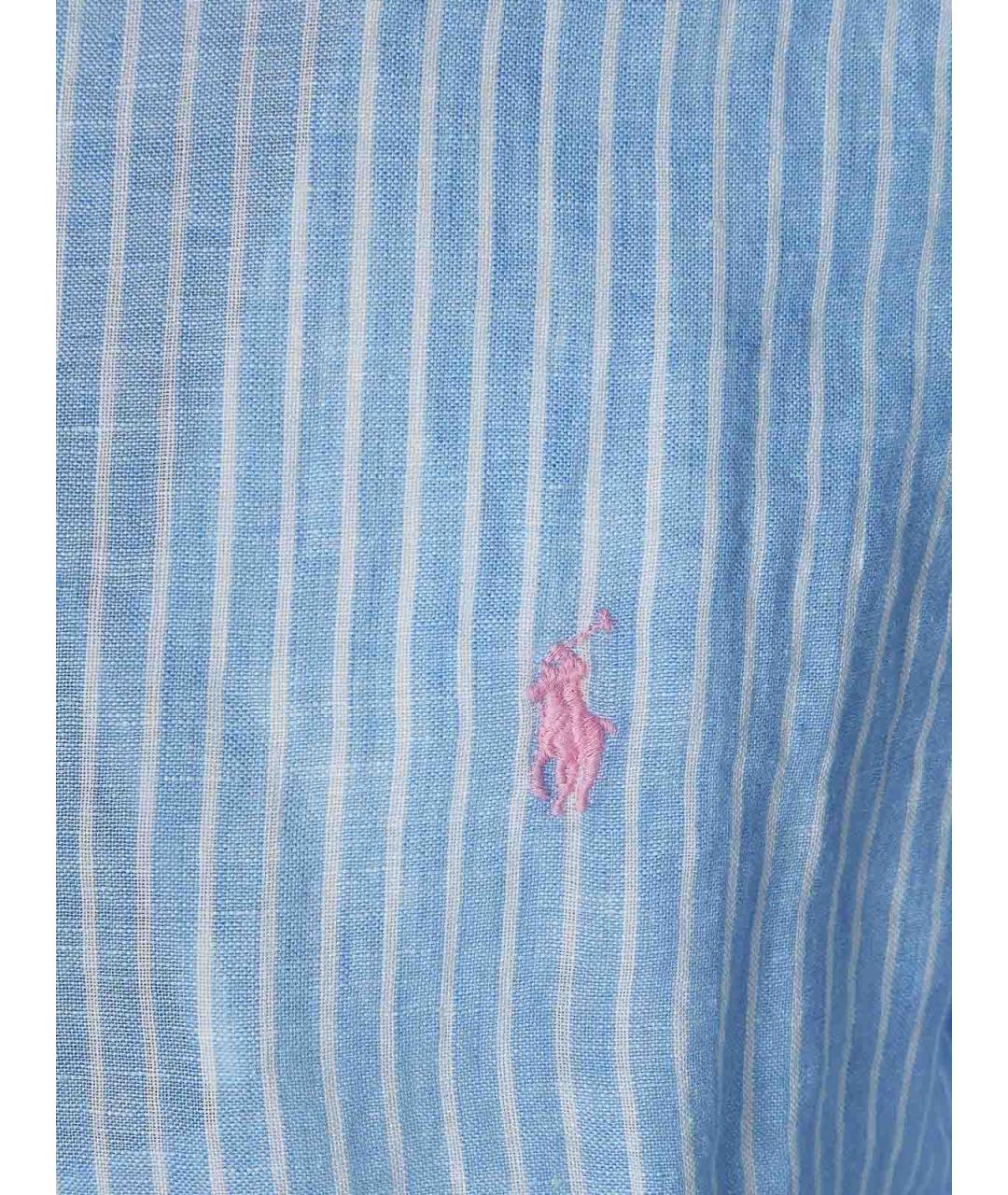 POLO RALPH LAUREN Голубая льняная кэжуал рубашка, фото 3