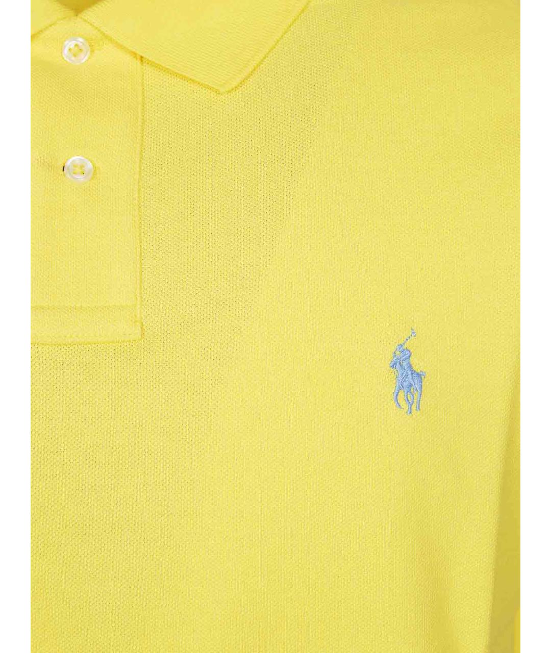 POLO RALPH LAUREN Желтое хлопковое поло с коротким рукавом, фото 3