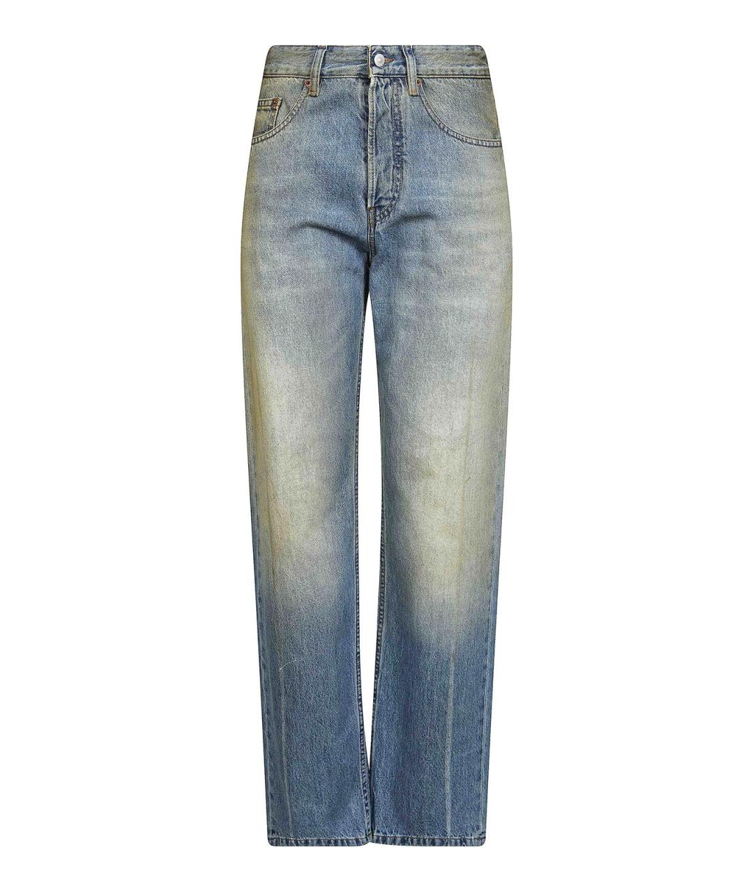 MM6 MAISON MARGIELA Синие хлопковые прямые джинсы, фото 1