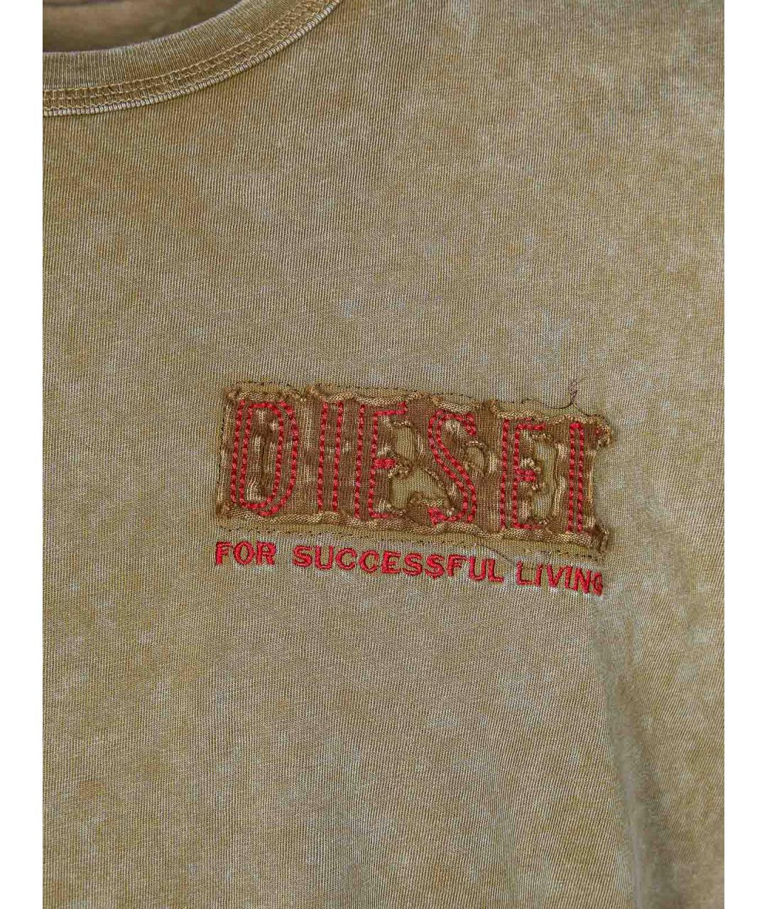 DIESEL Бежевая хлопковая футболка, фото 3