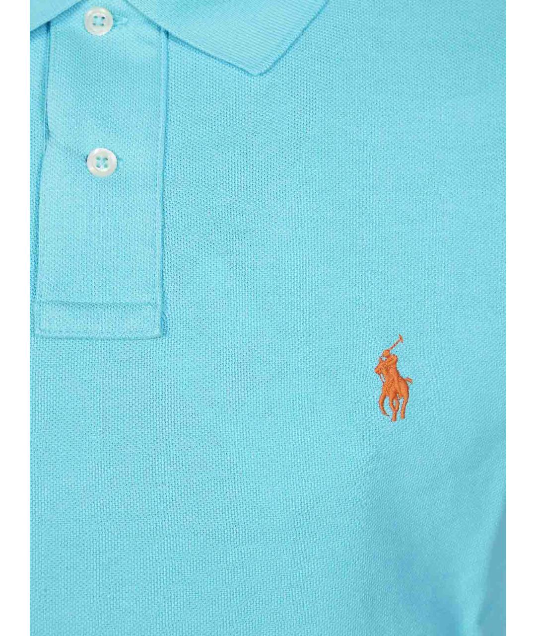 POLO RALPH LAUREN Голубое хлопковое поло с коротким рукавом, фото 3