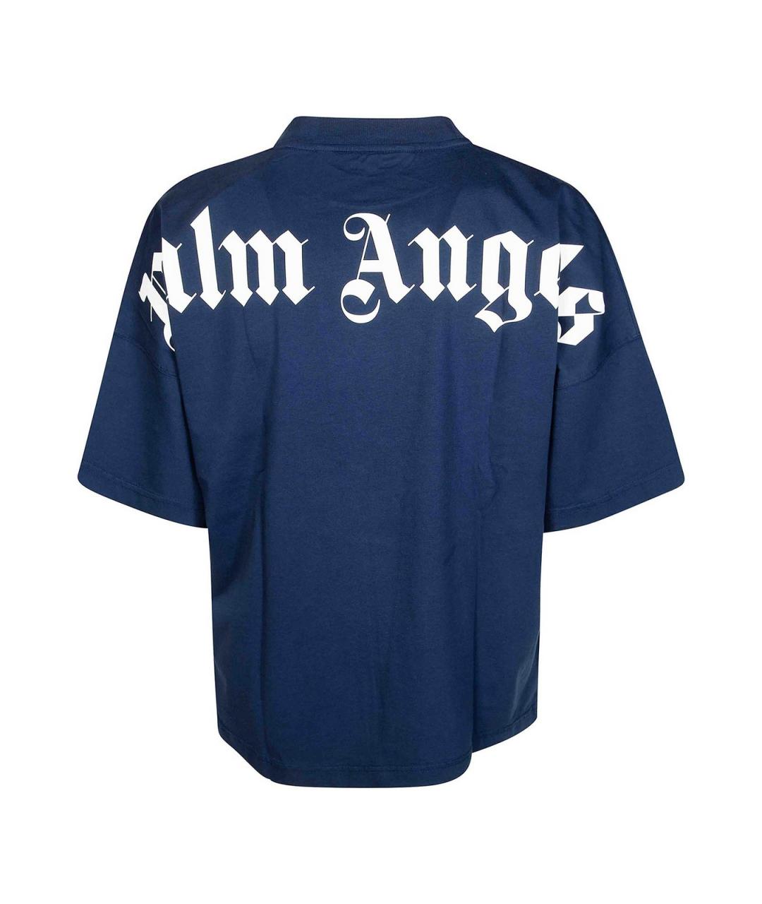 PALM ANGELS Синяя хлопковая футболка, фото 2