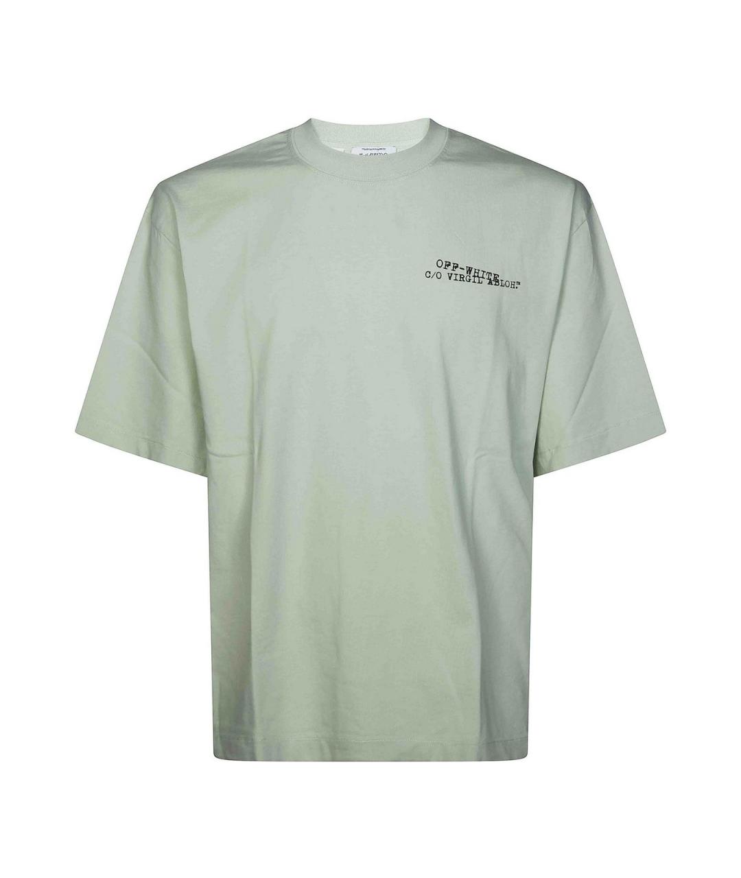 OFF-WHITE Зеленая хлопковая футболка, фото 1