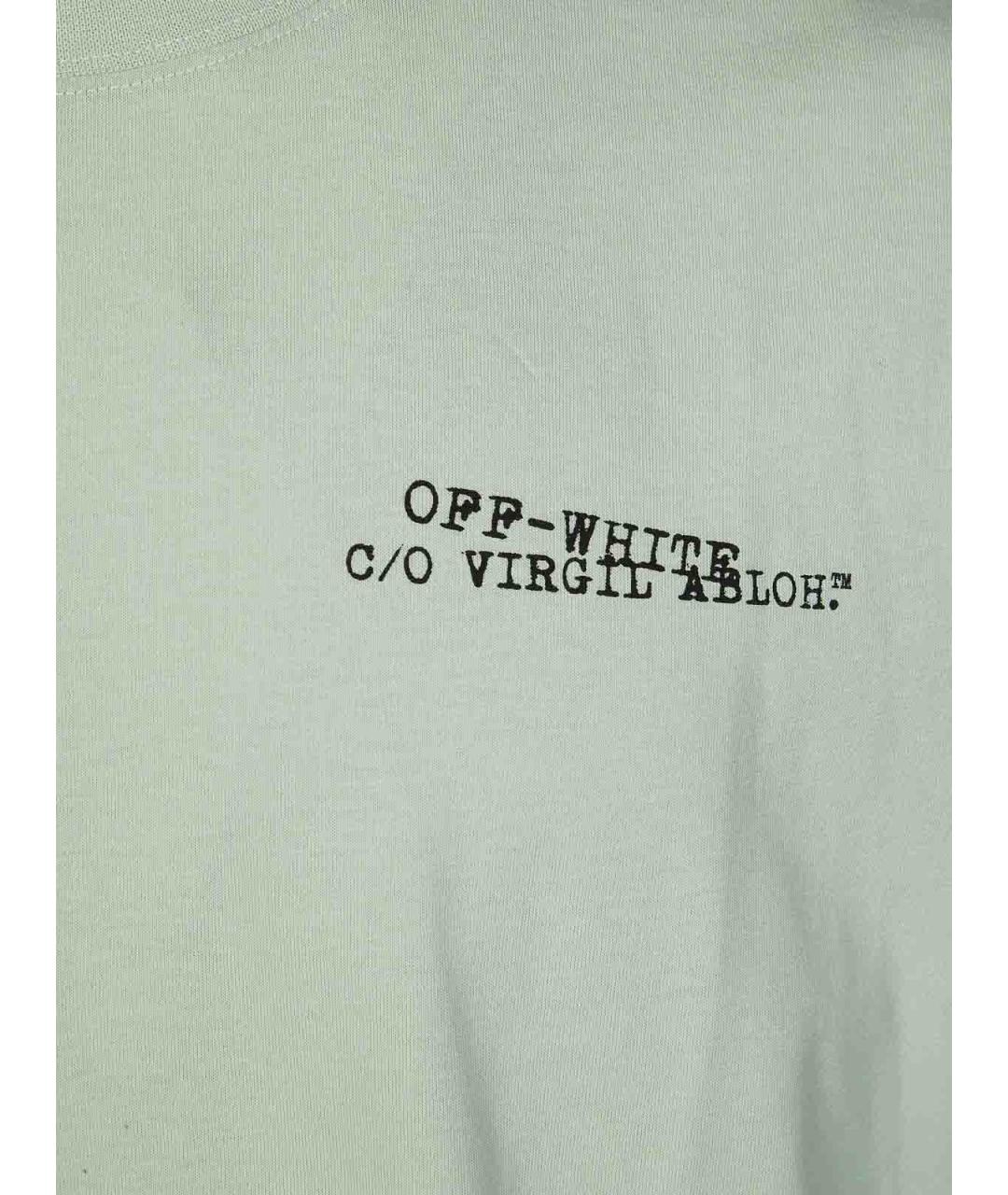 OFF-WHITE Зеленая хлопковая футболка, фото 3