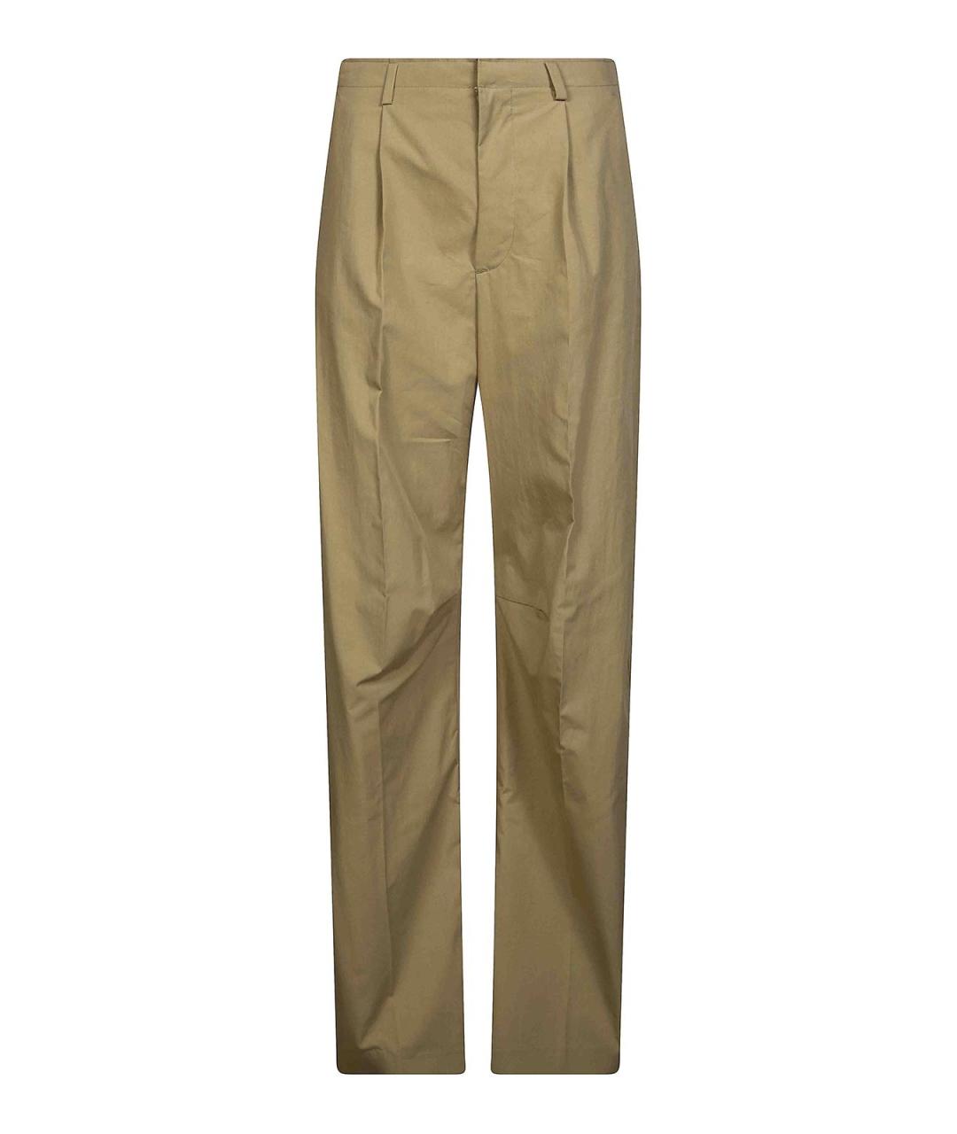 MM6 MAISON MARGIELA Бежевые хлопковые прямые брюки, фото 1