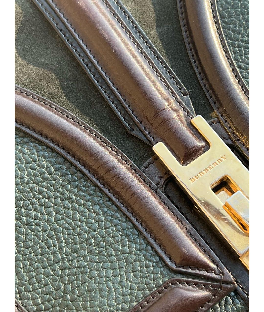 BURBERRY Зеленая кожаная сумка с короткими ручками, фото 6