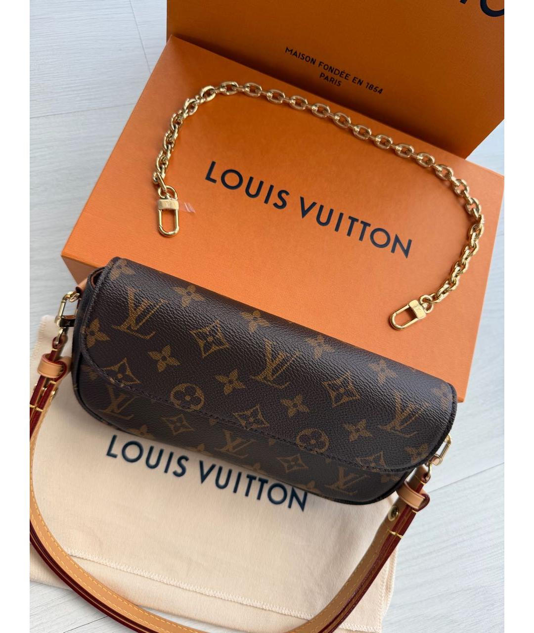 LOUIS VUITTON Коричневая сумка через плечо из канвы, фото 4