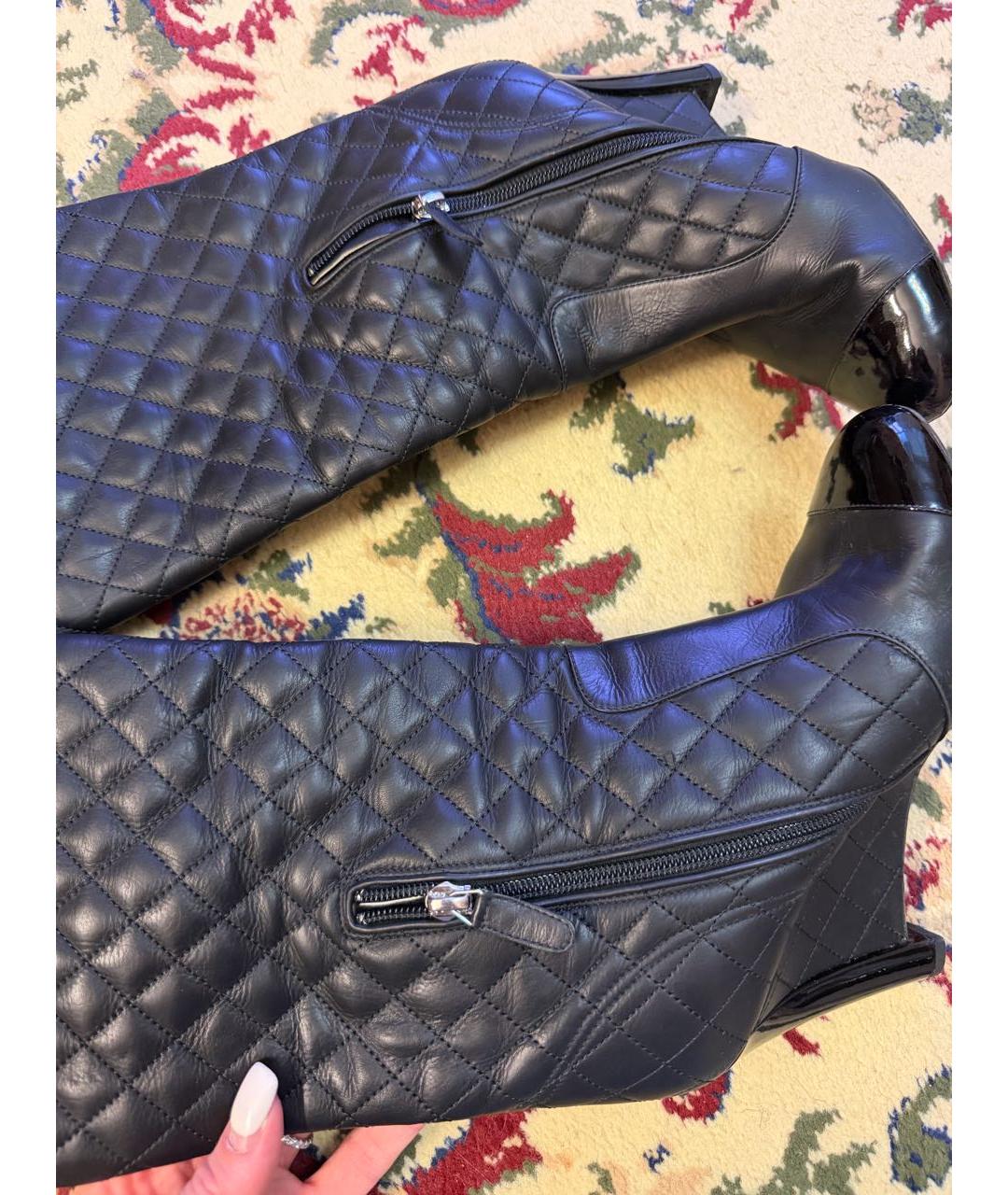 CHANEL Черные кожаные сапоги, фото 8