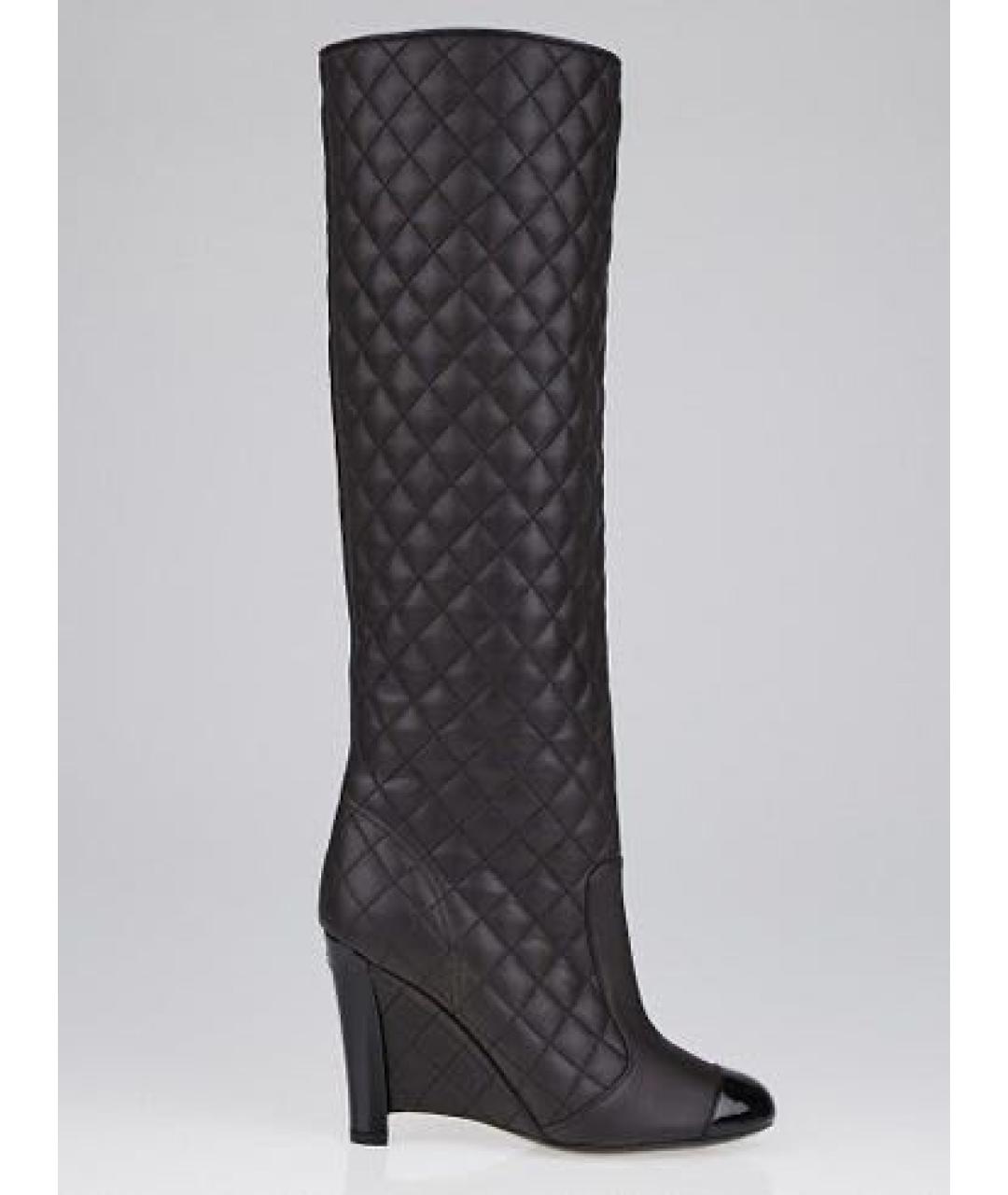 CHANEL Черные кожаные сапоги, фото 9