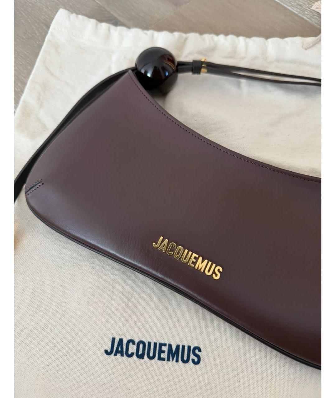 JACQUEMUS Коричневая кожаная сумка с короткими ручками, фото 6
