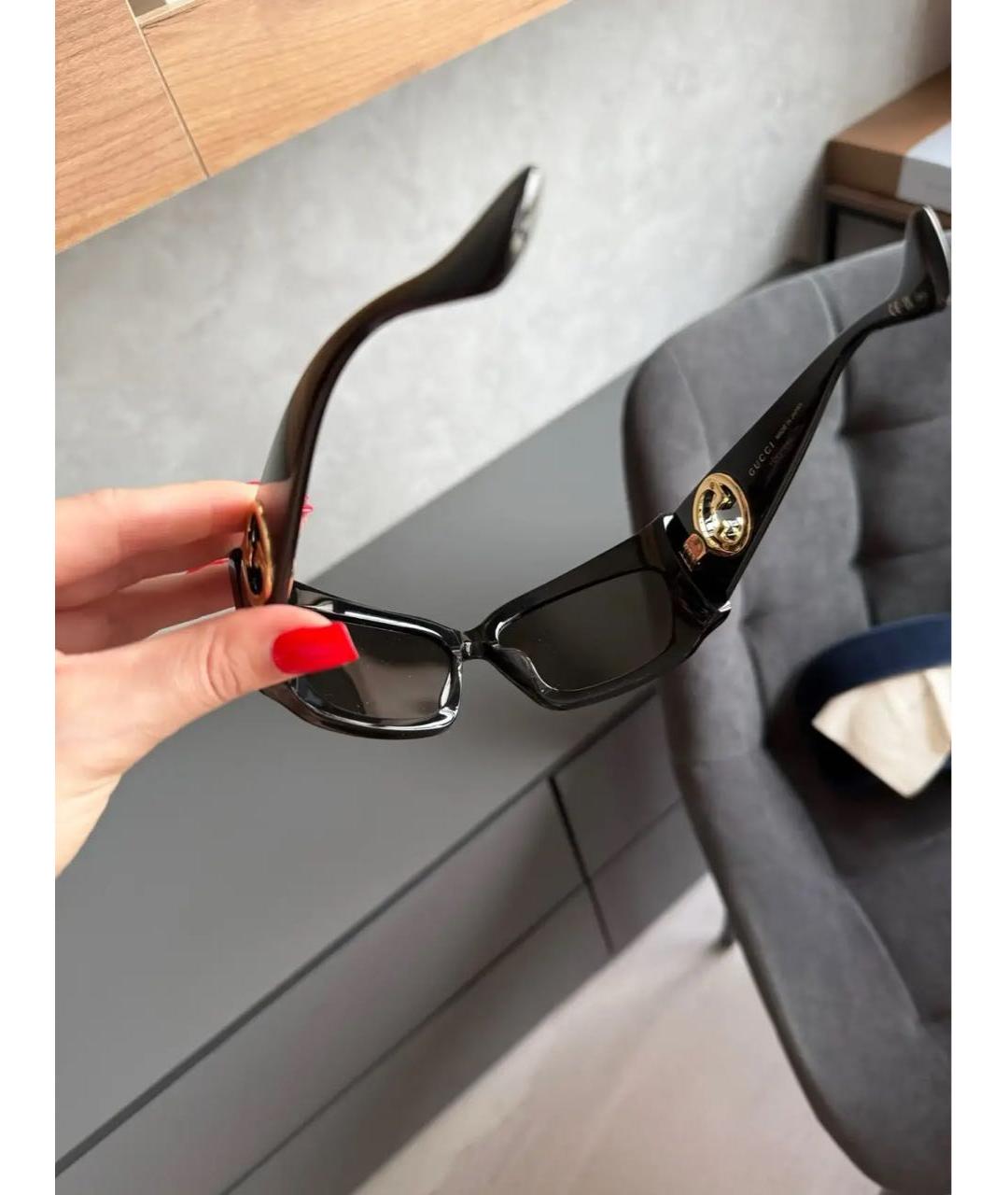GUCCI Черные пластиковые солнцезащитные очки, фото 4
