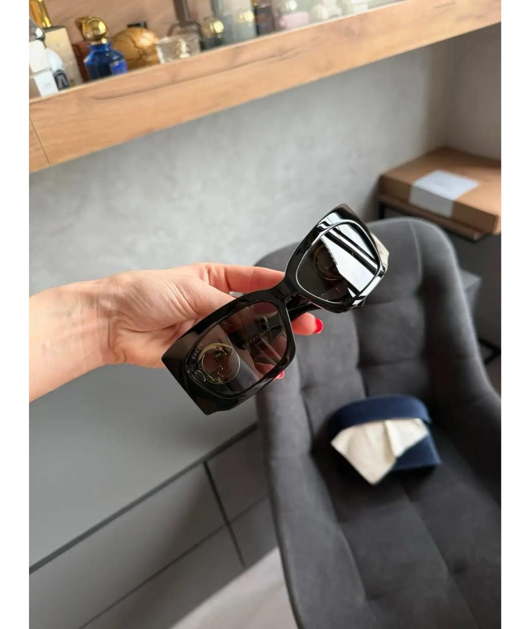 GUCCI Черные пластиковые солнцезащитные очки, фото 2