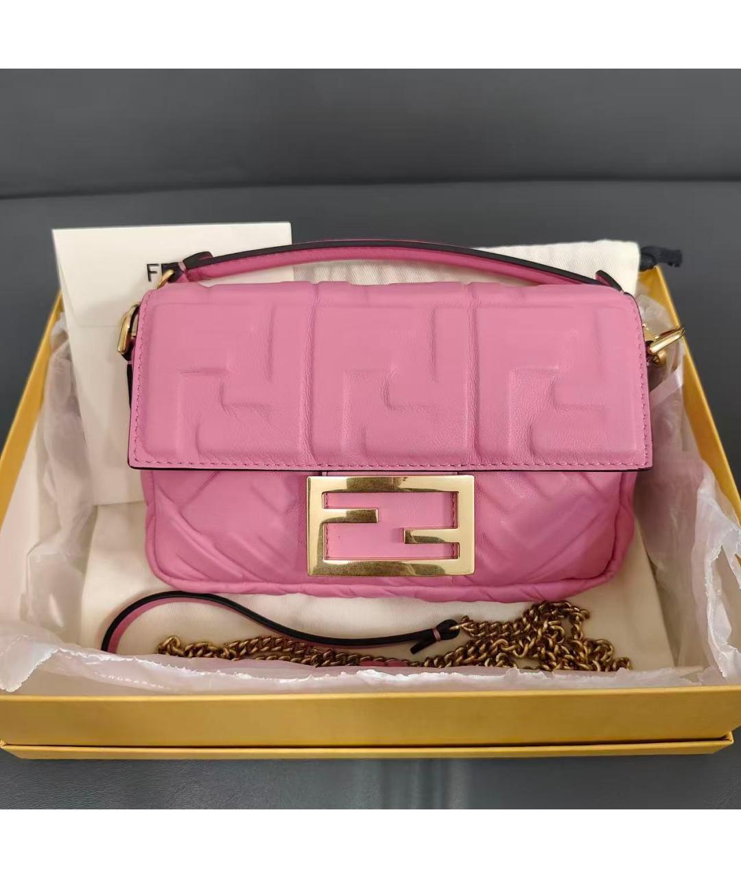 FENDI Розовая кожаная сумка через плечо, фото 2