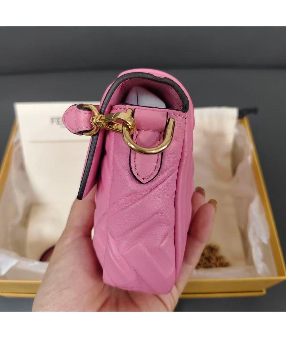 FENDI Розовая кожаная сумка через плечо, фото 4