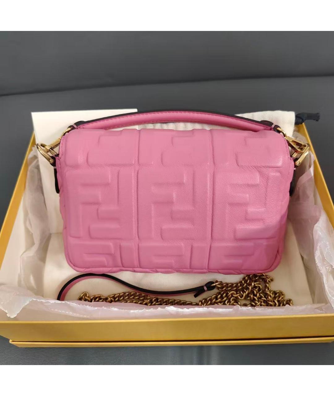 FENDI Розовая кожаная сумка через плечо, фото 3