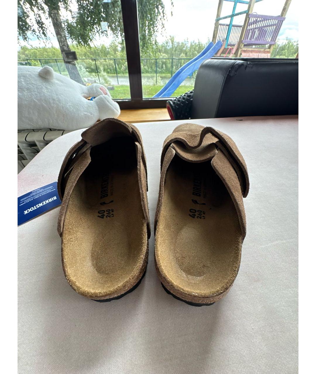 BIRKENSTOCK Коричневые замшевые сабо, фото 3