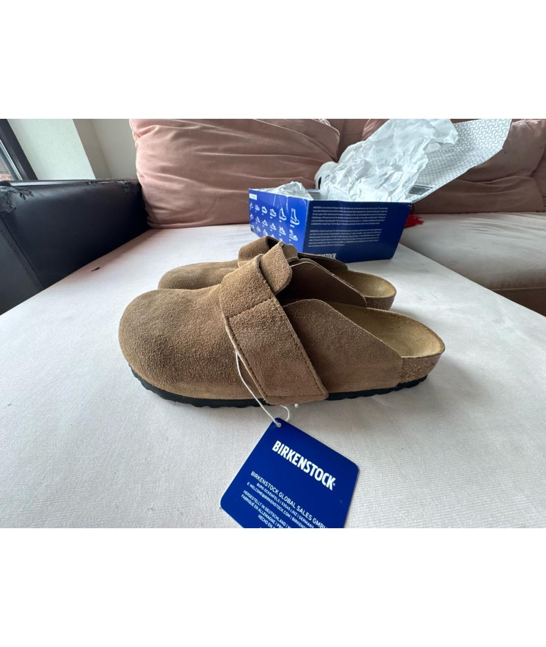 BIRKENSTOCK Коричневые замшевые сабо, фото 6