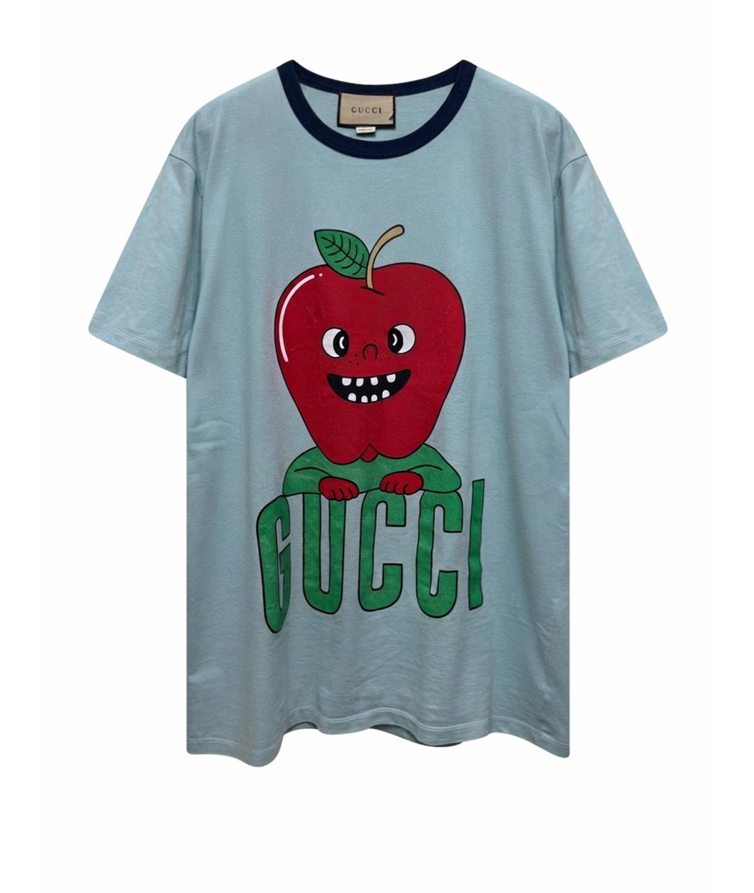 GUCCI Голубая хлопковая футболка, фото 1