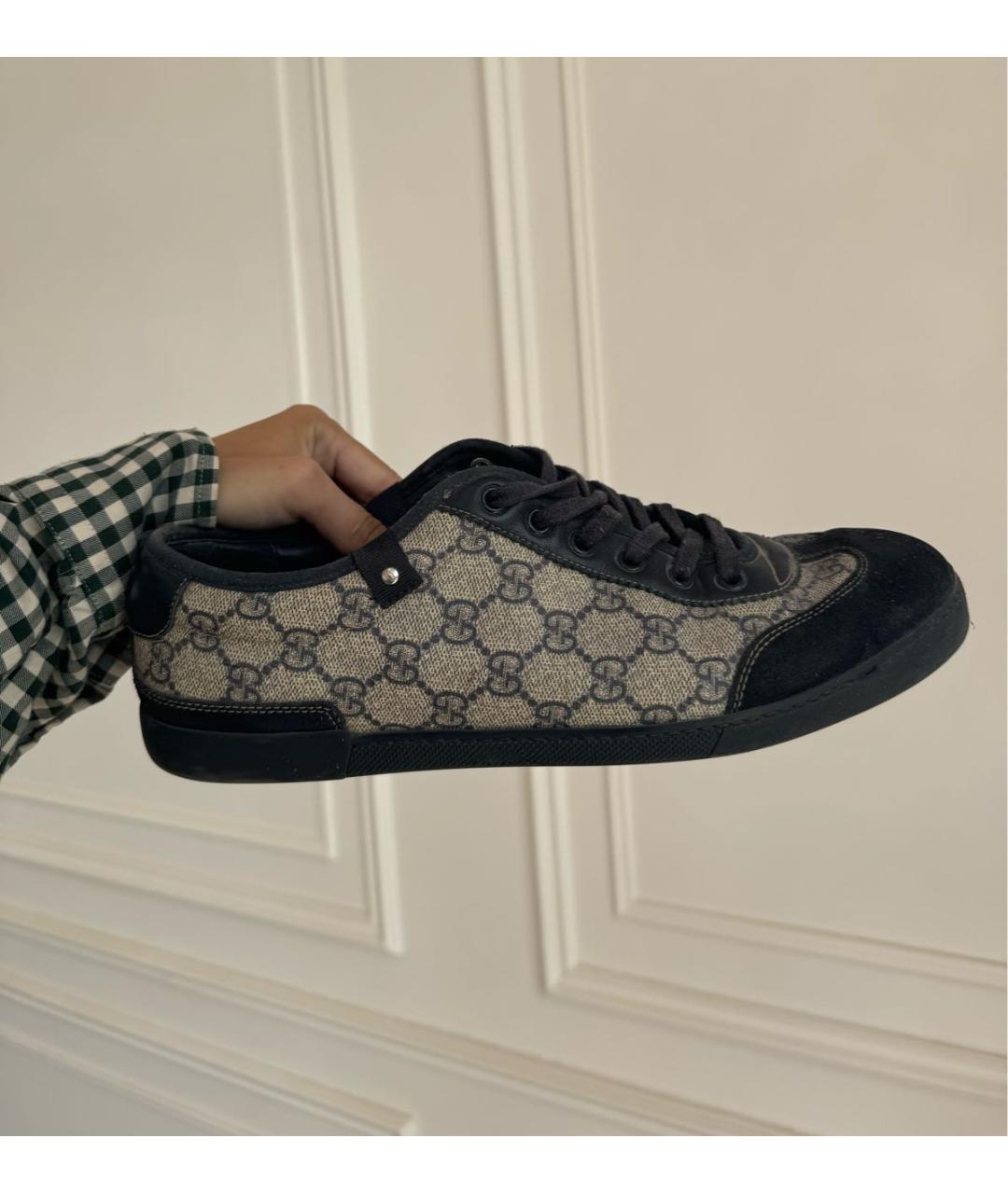 GUCCI Темно-синие кожаные низкие кроссовки / кеды, фото 5