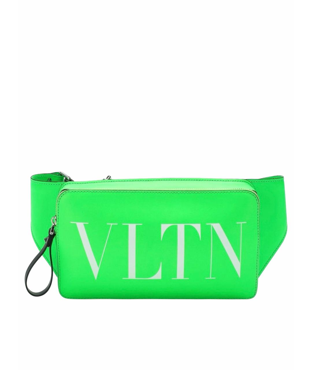 VALENTINO Зеленая кожаная поясная сумка, фото 1