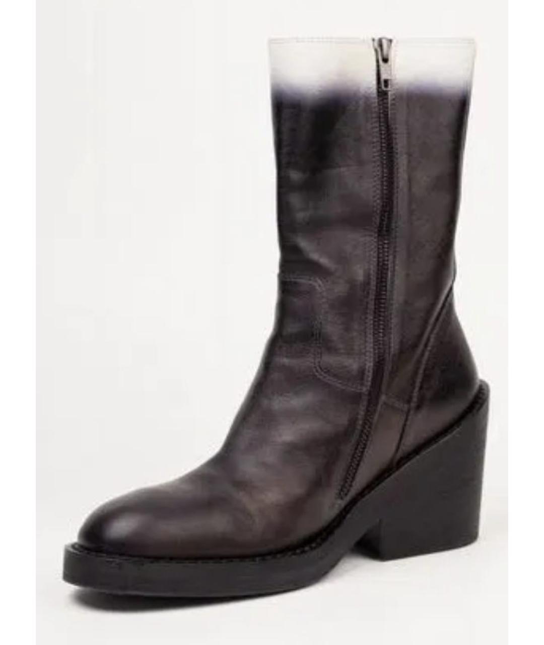 ANN DEMEULEMEESTER Черные кожаные полусапоги, фото 3