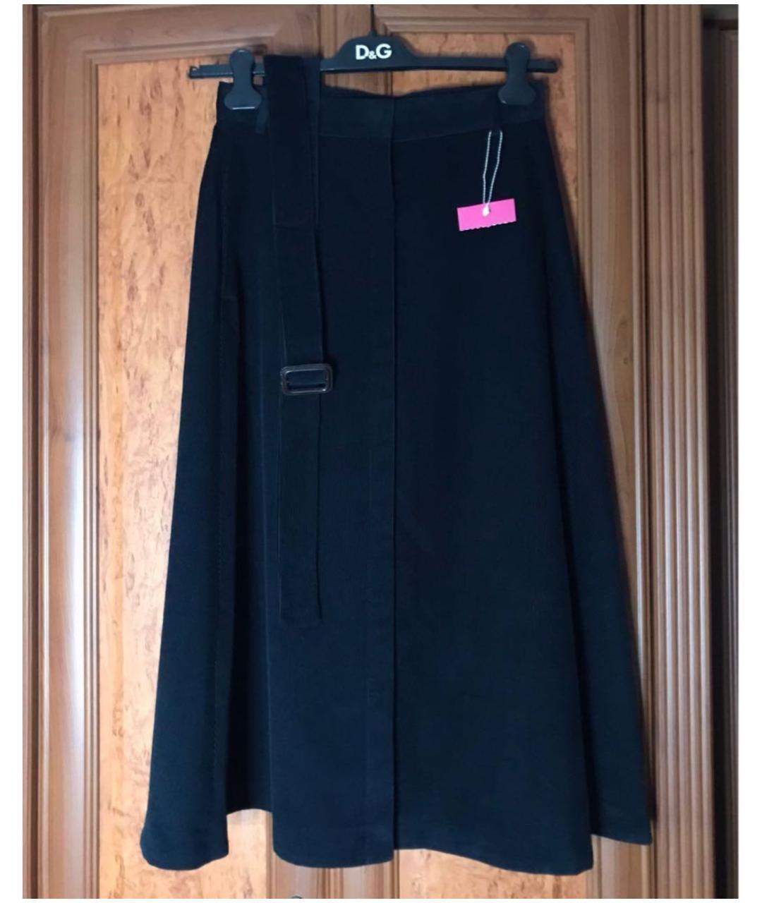 'S MAX MARA Темно-синяя хлопковая юбка миди, фото 2