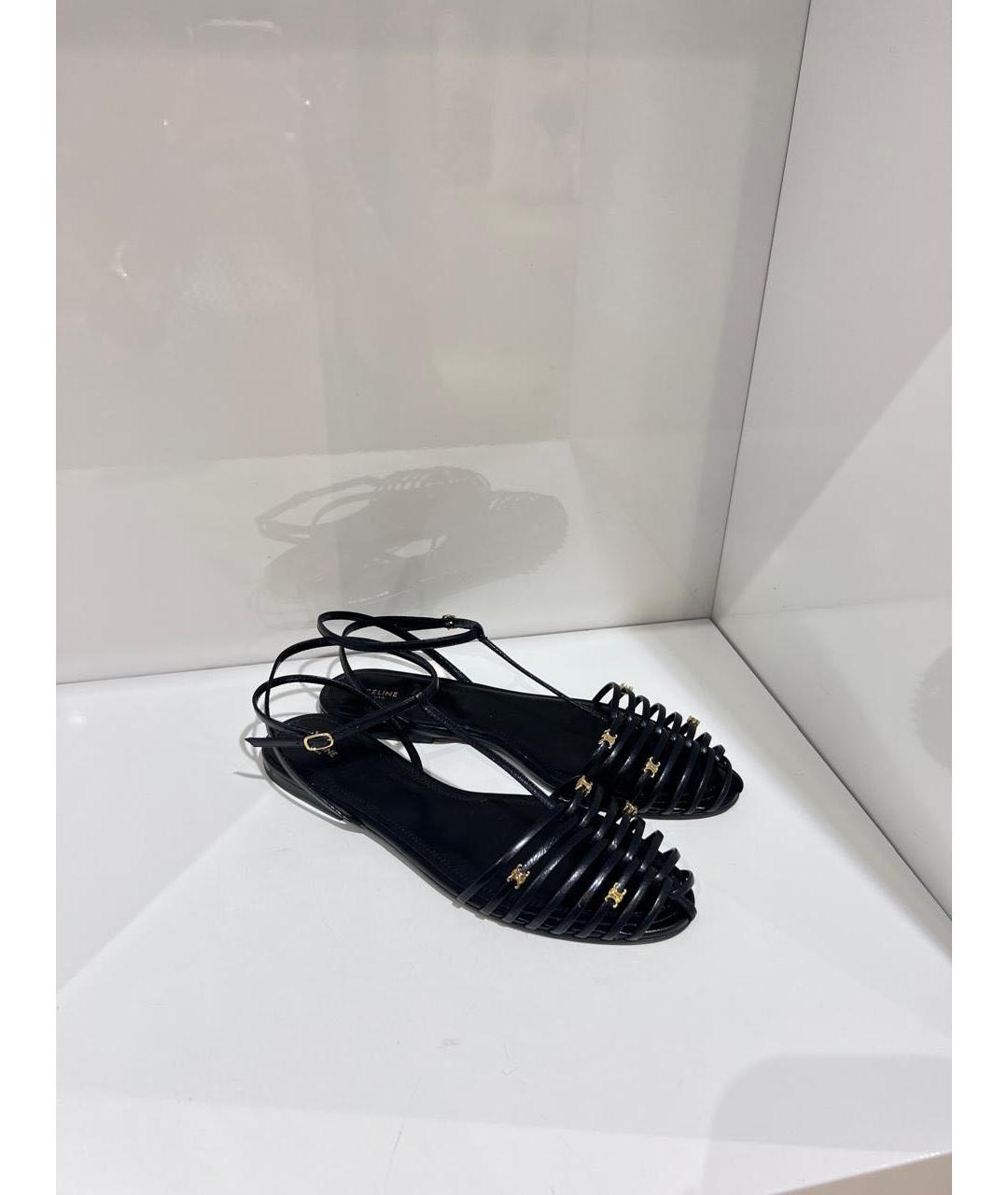 CELINE Черные кожаные босоножки, фото 3