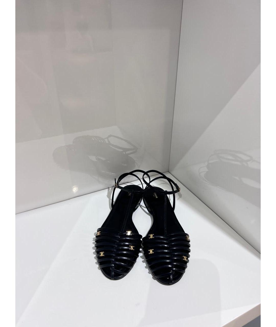 CELINE Черные кожаные босоножки, фото 2