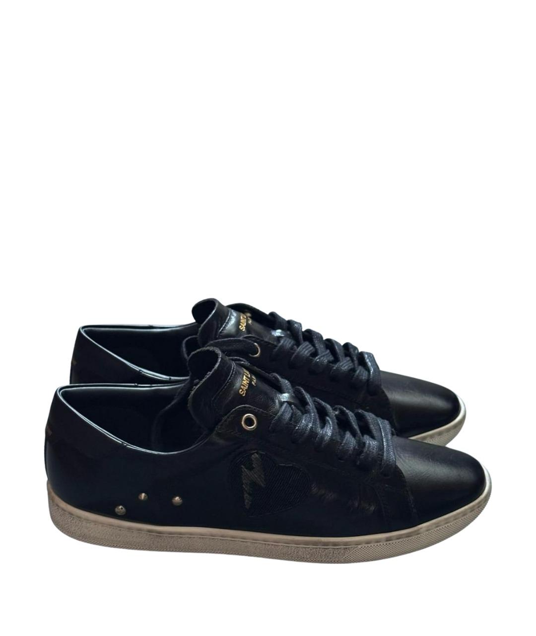 SAINT LAURENT Черные кожаные кеды, фото 1