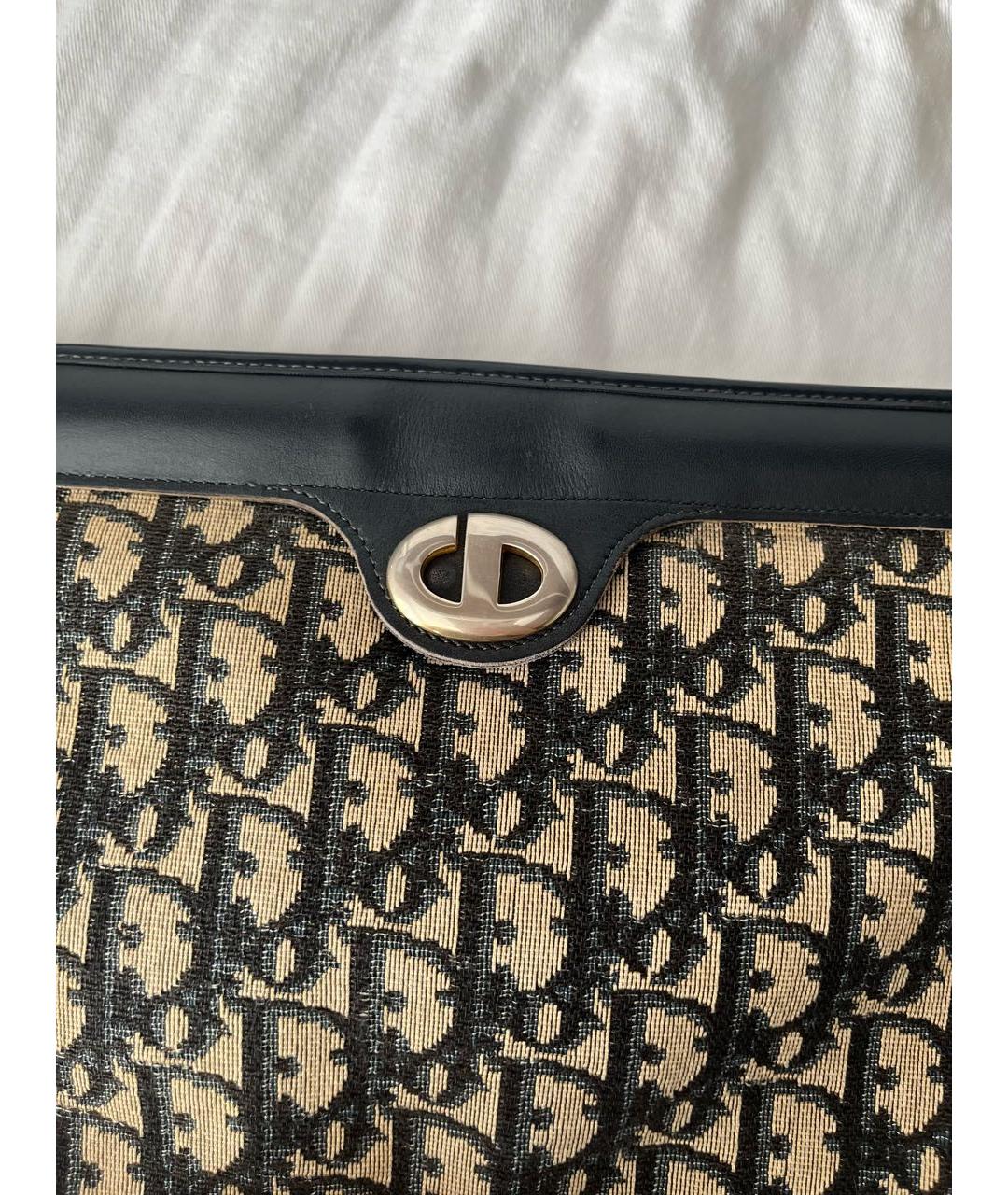 CHRISTIAN DIOR Коричневая сумка с короткими ручками из канвы, фото 6