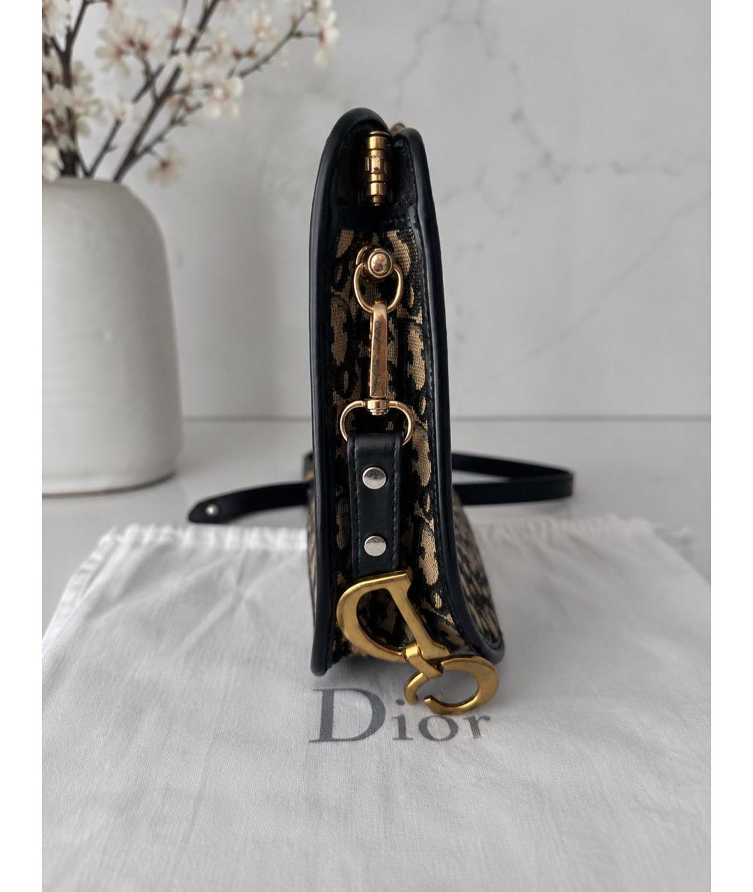 CHRISTIAN DIOR Коричневая сумка с короткими ручками из канвы, фото 5