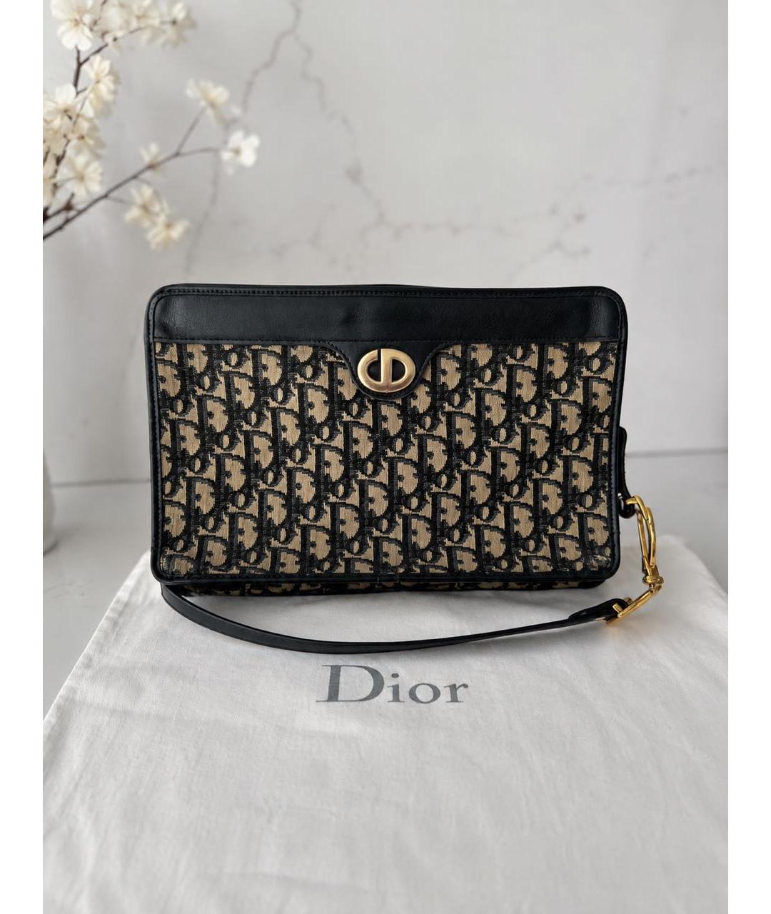 CHRISTIAN DIOR Коричневая сумка с короткими ручками из канвы, фото 9