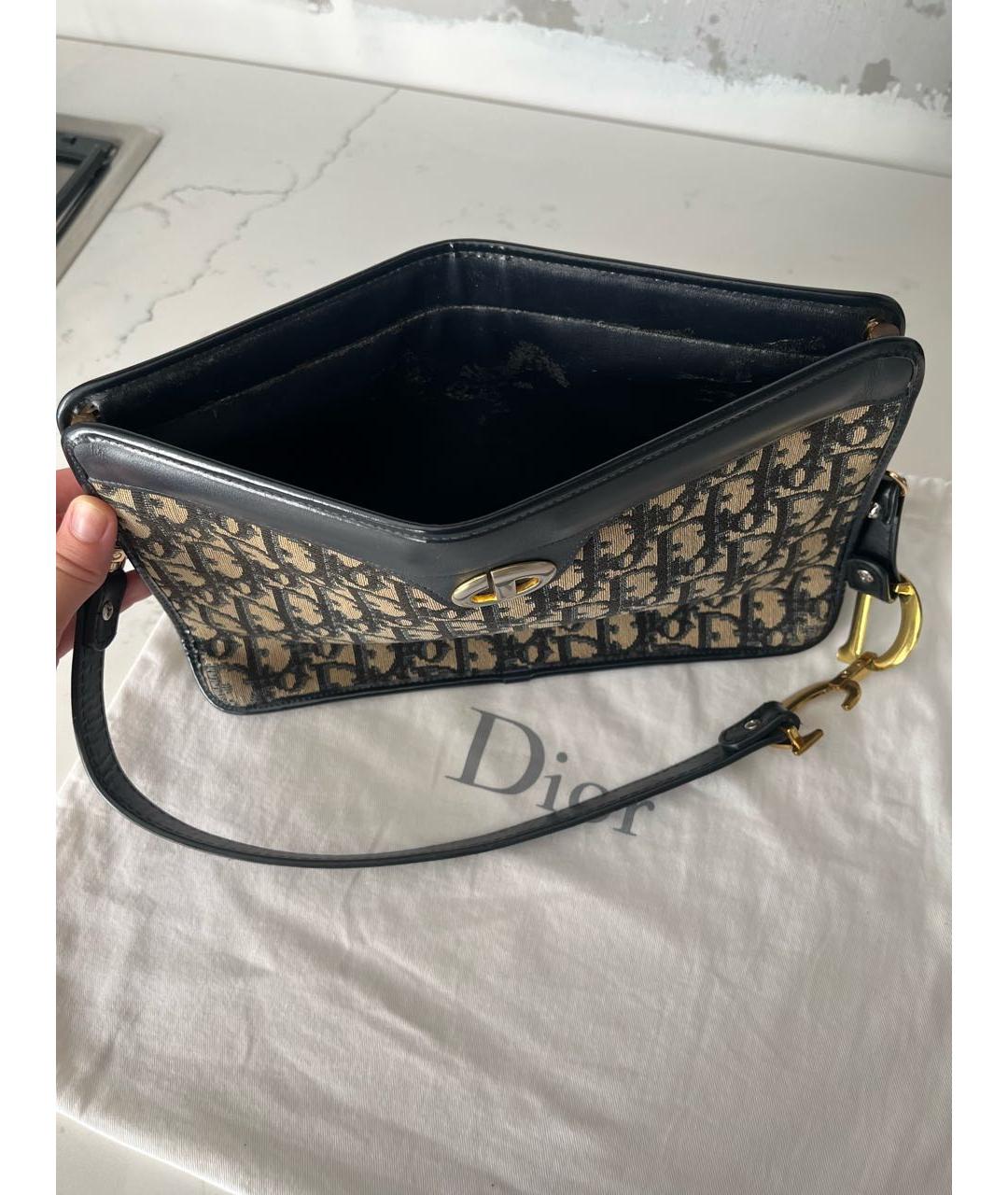 CHRISTIAN DIOR Коричневая сумка с короткими ручками из канвы, фото 4