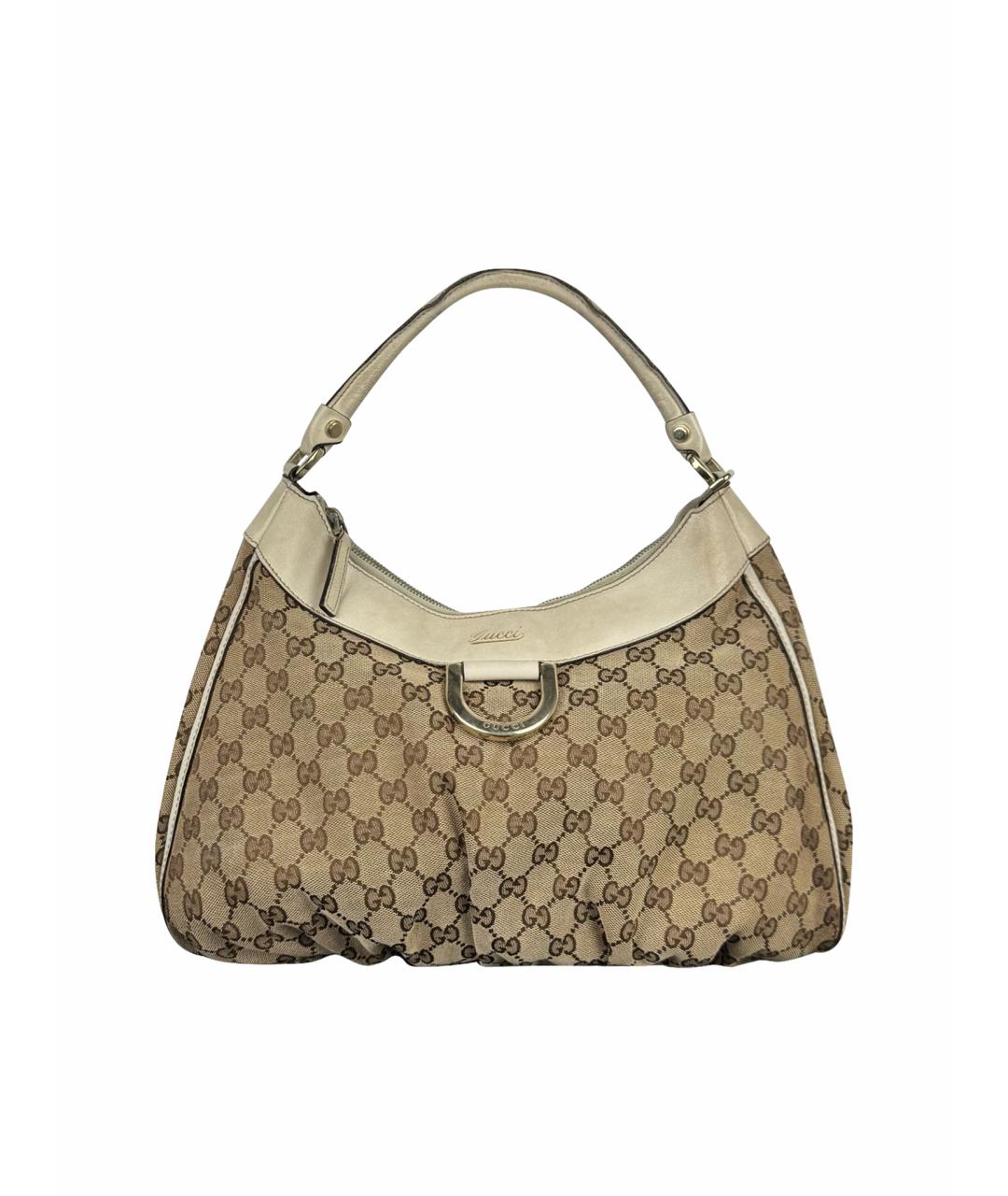 GUCCI Белая жаккардовая сумка с короткими ручками, фото 1
