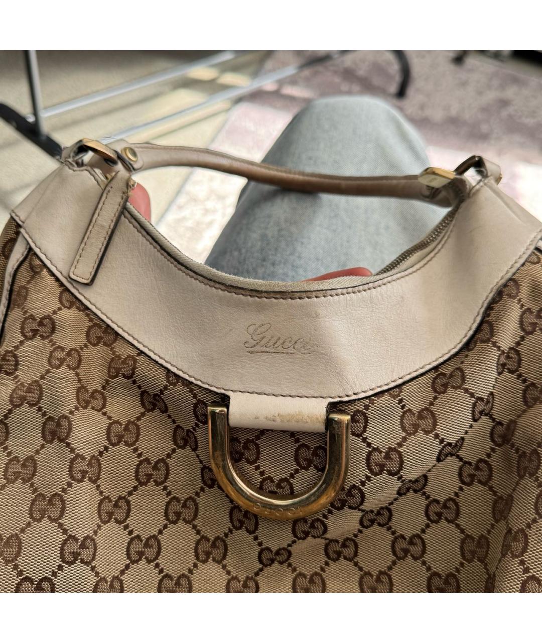 GUCCI Белая жаккардовая сумка с короткими ручками, фото 3