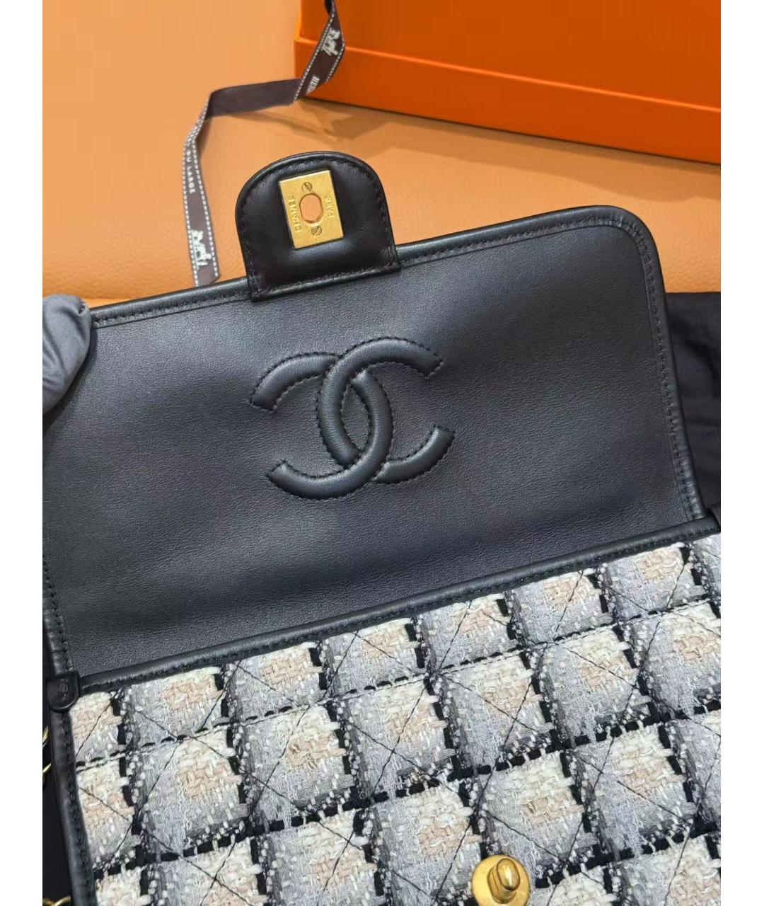 CHANEL Оранжевая твидовая сумка через плечо, фото 4