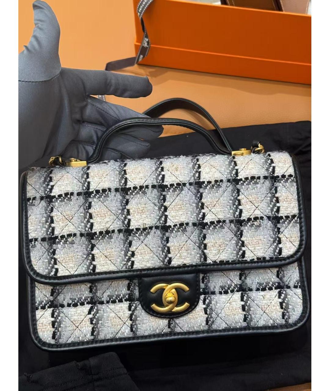 CHANEL Оранжевая твидовая сумка через плечо, фото 5