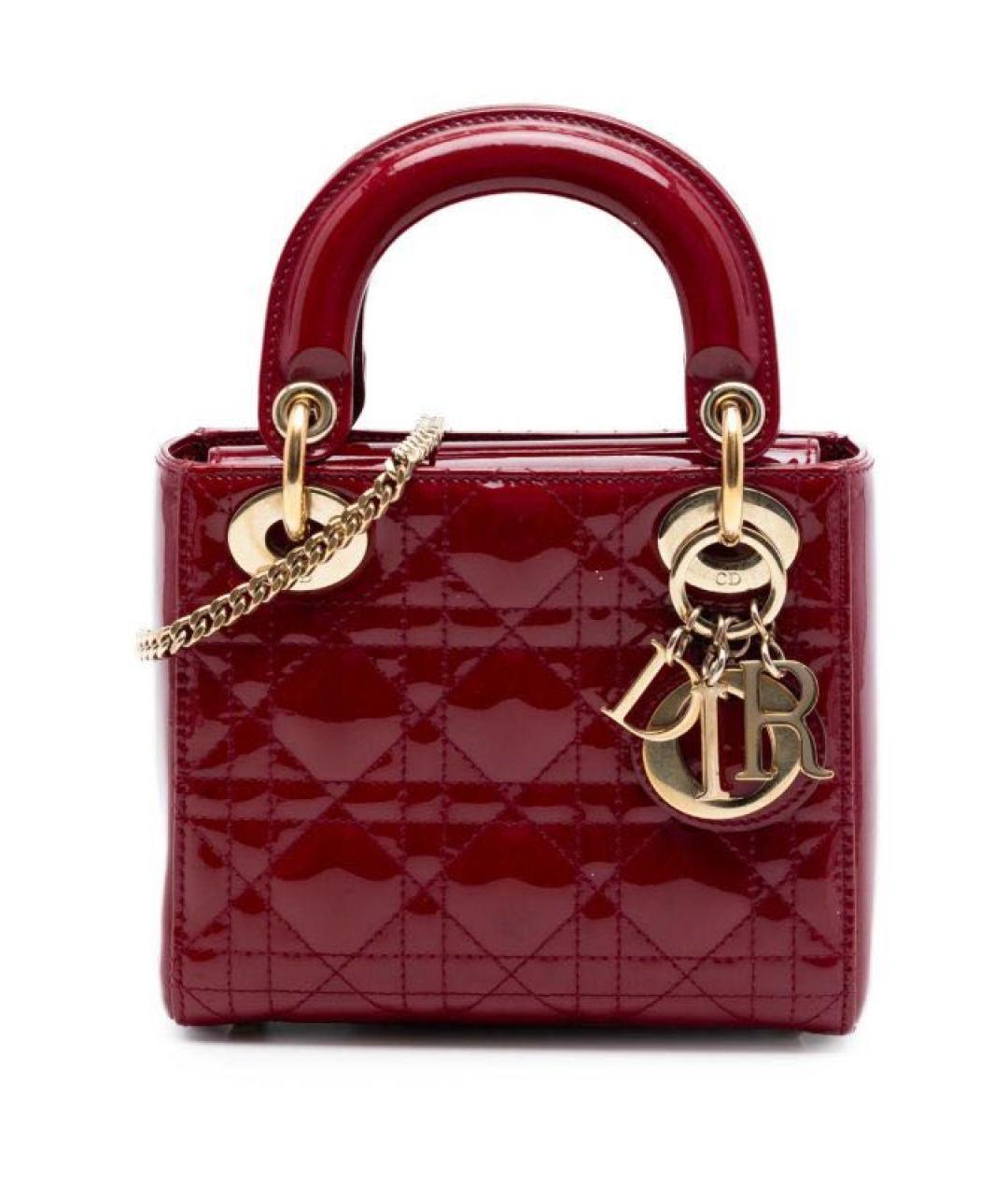 CHRISTIAN DIOR Бордовая сумка с короткими ручками из лакированной кожи, фото 7
