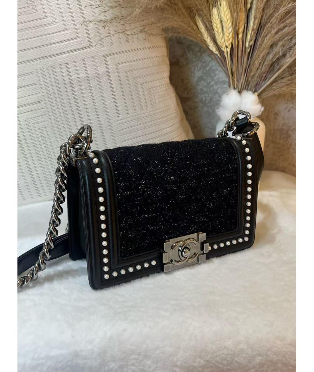 CHANEL Черная тканевая сумка через плечо, фото 4
