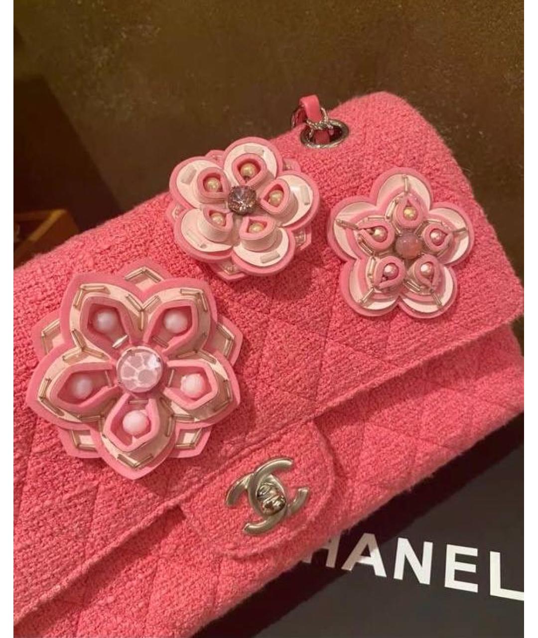 CHANEL Розовая твидовая сумка через плечо, фото 4