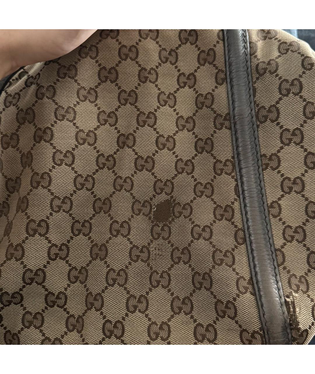 GUCCI Коричневая жаккардовая сумка с короткими ручками, фото 8