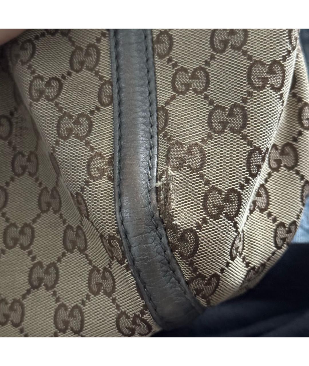 GUCCI Коричневая жаккардовая сумка с короткими ручками, фото 7