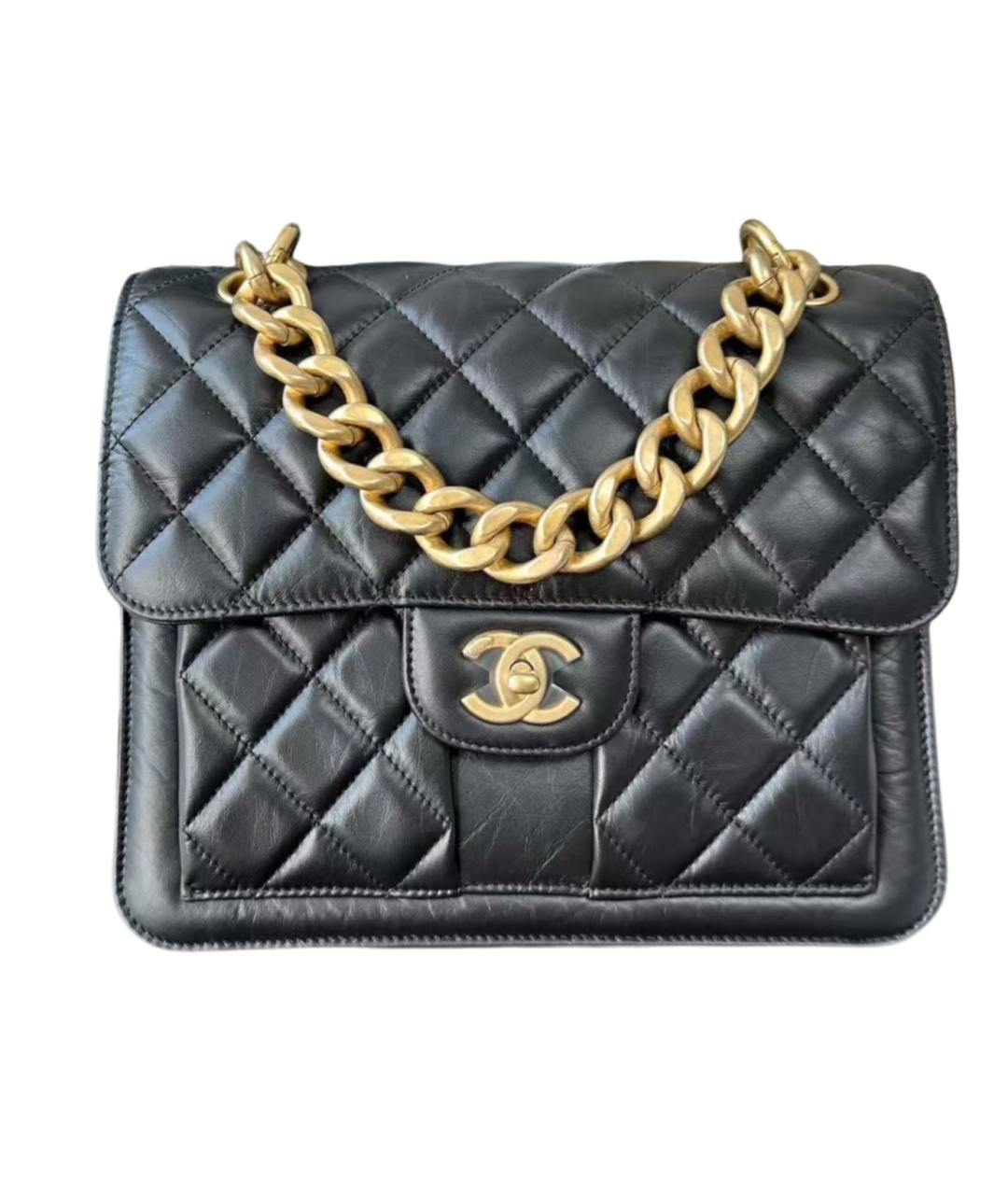 CHANEL Черная кожаная сумка через плечо, фото 8