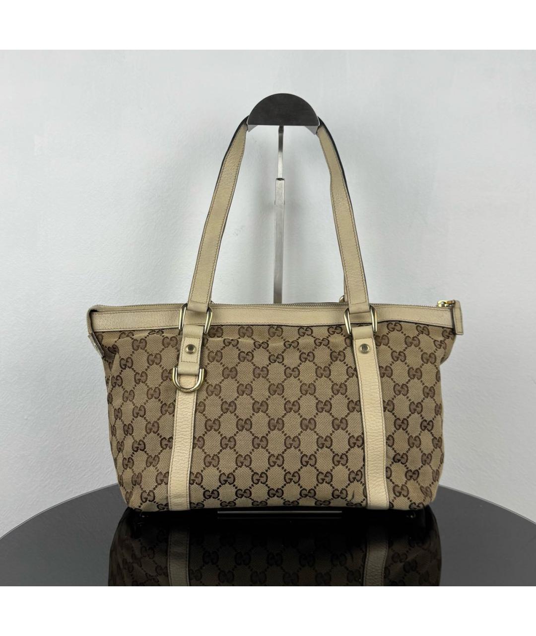 GUCCI Коричневая жаккардовая сумка с короткими ручками, фото 2