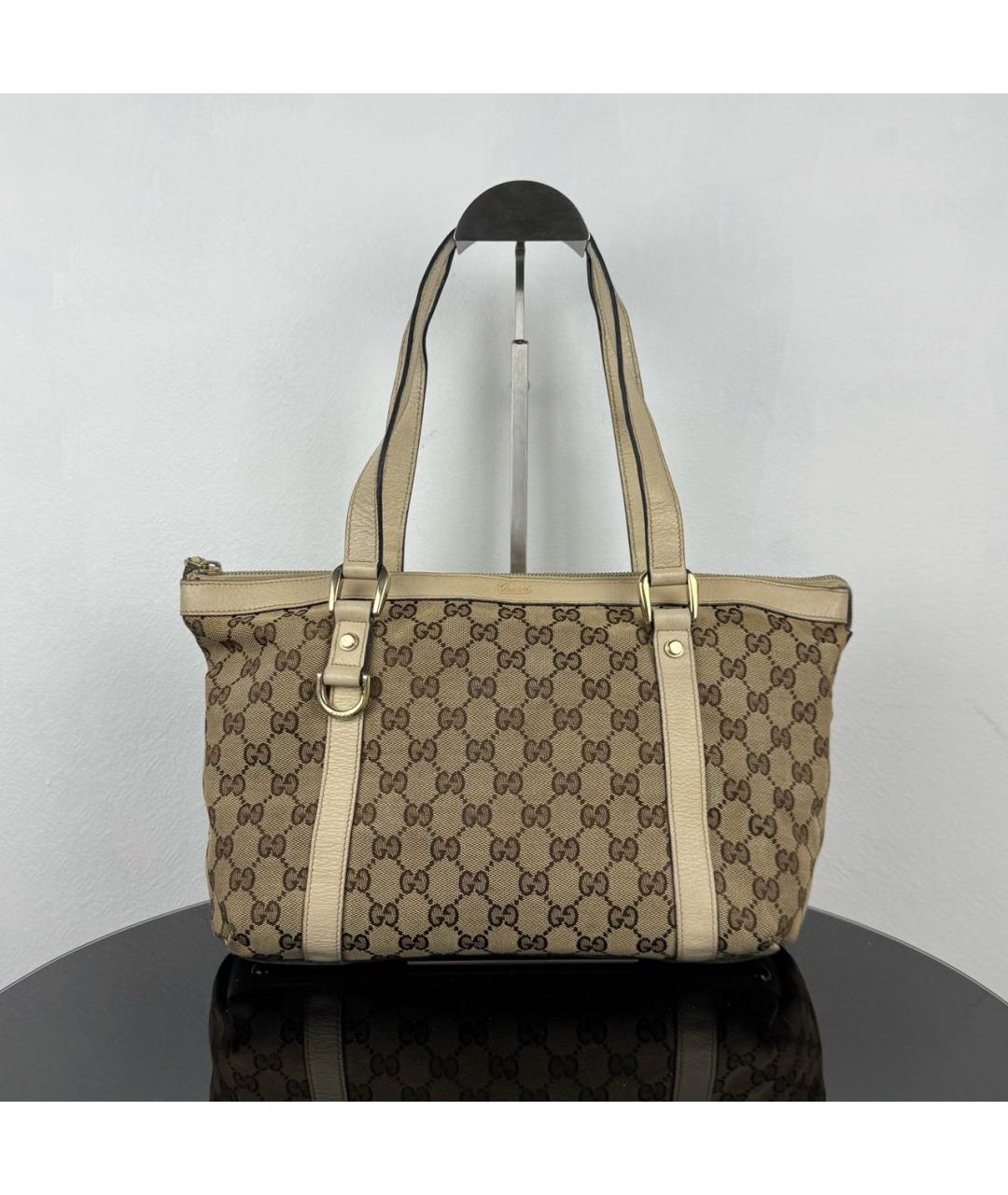 GUCCI Коричневая жаккардовая сумка с короткими ручками, фото 6
