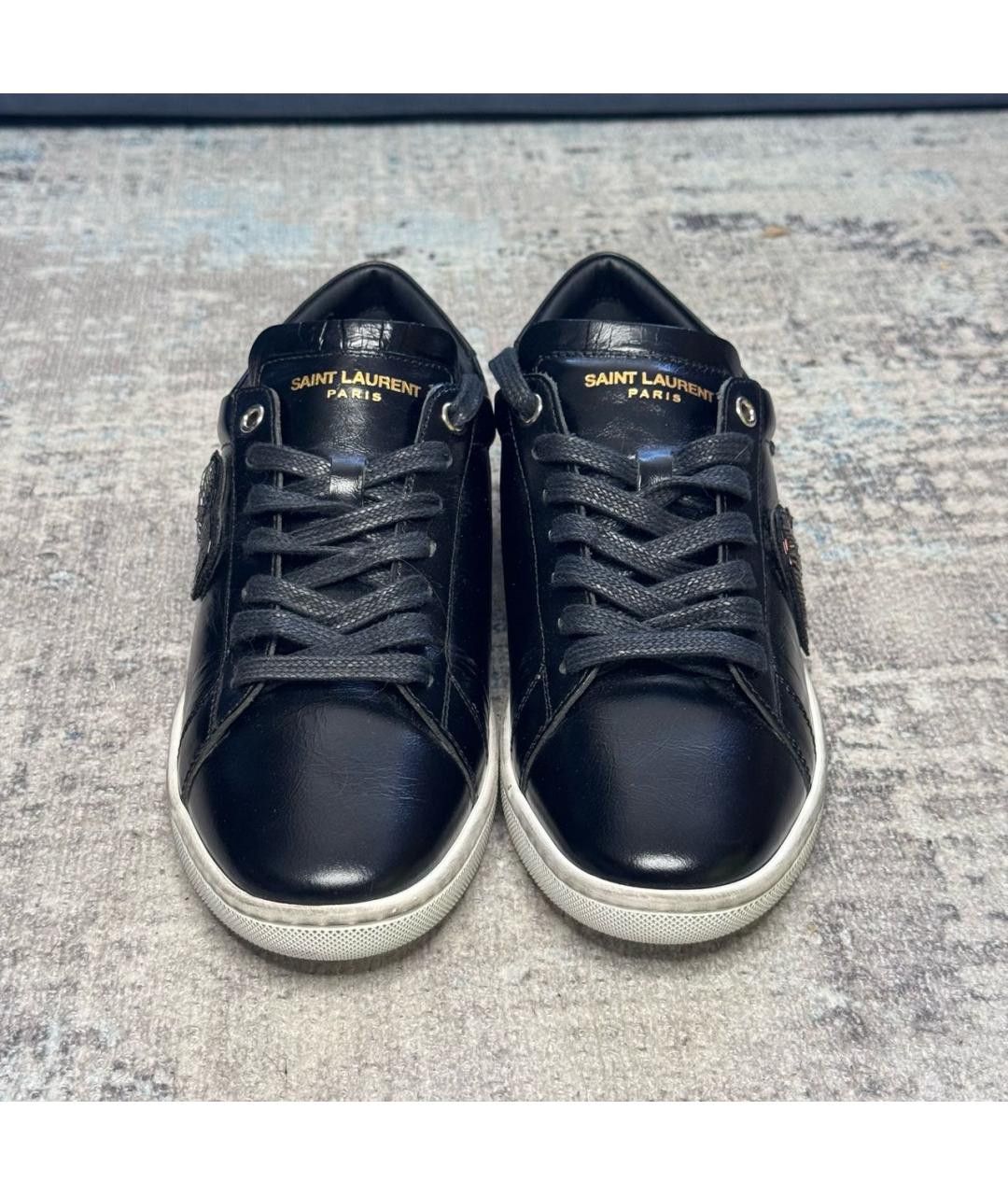 SAINT LAURENT Черные кожаные кеды, фото 2