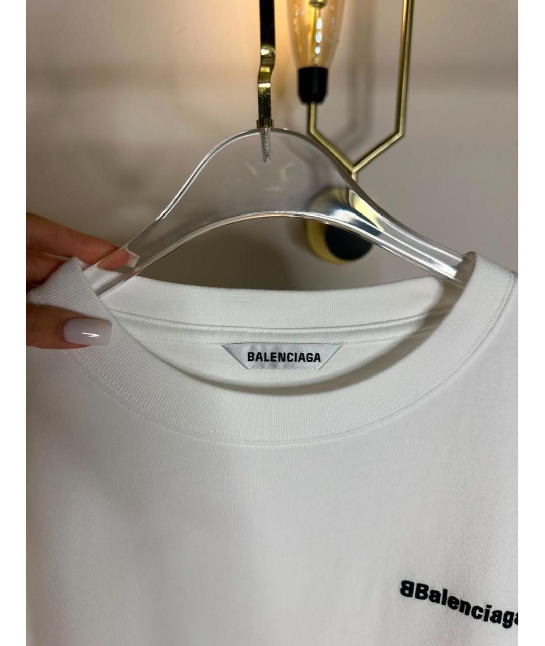 BALENCIAGA Белая хлопковая футболка, фото 3