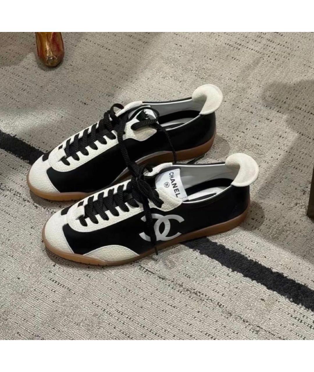 CHANEL Черные кожаные кеды, фото 3